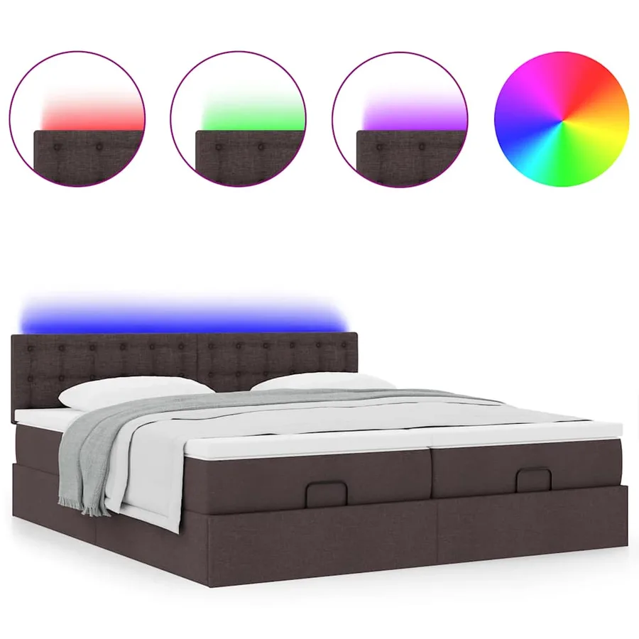 Cadre de lit ottoman avec matelas marron foncé 180x200 cm tissu - 5
