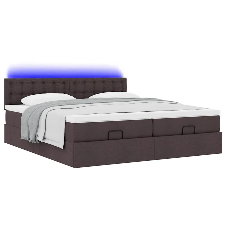 Cadre de lit ottoman avec matelas marron foncé 180x200 cm tissu - 6
