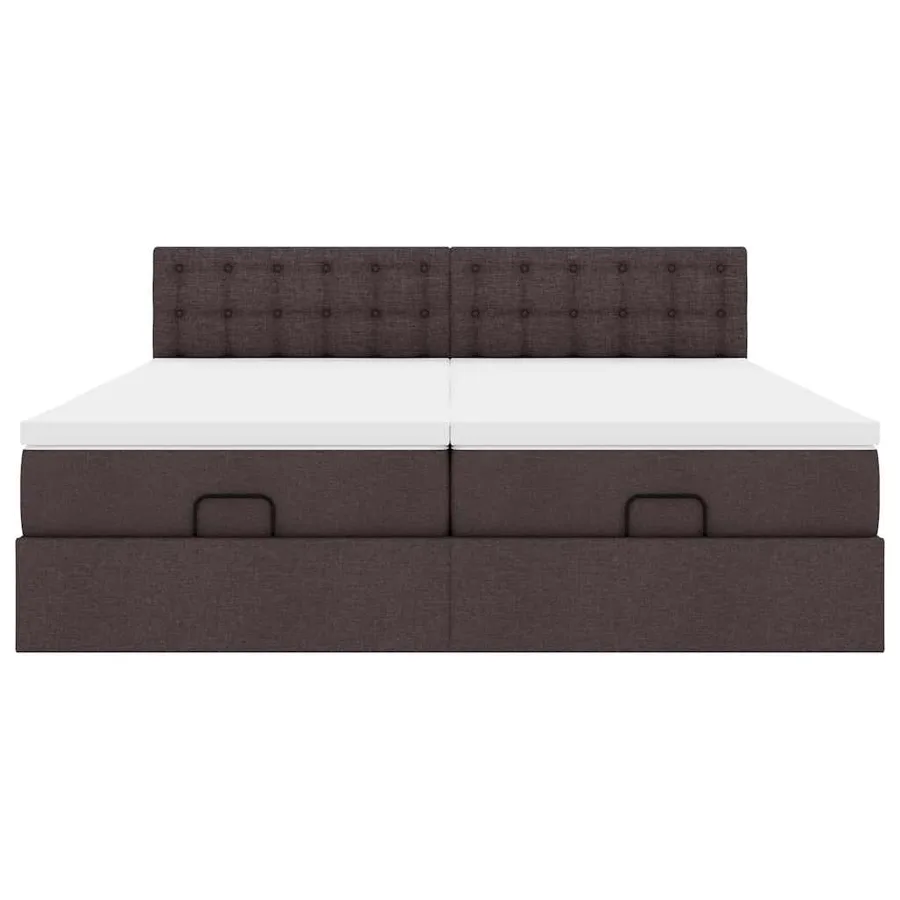 Cadre de lit ottoman avec matelas marron foncé 180x200 cm tissu - 8