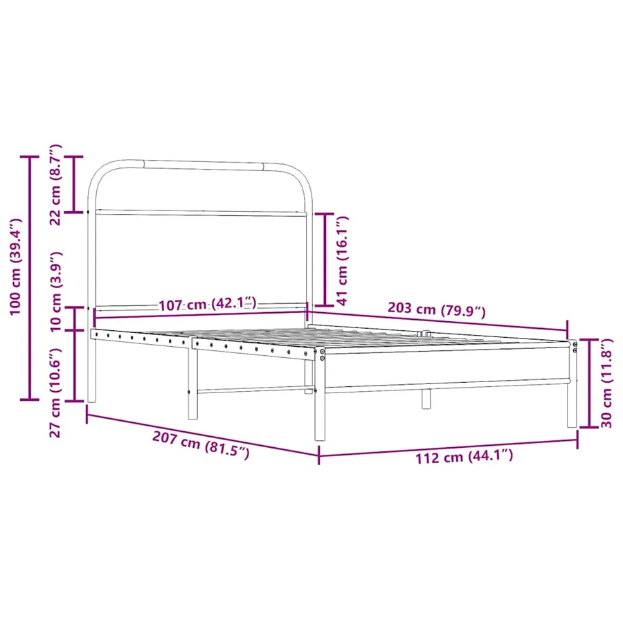 Cadre de lit sans matelas 107x203 cm chêne fumé bois ingénierie - 9