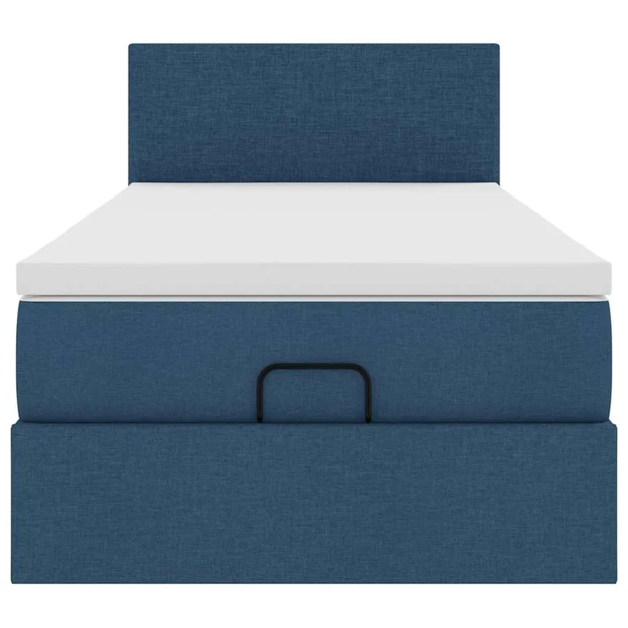 Lit ottoman avec matelas et LED Bleu 90x200 cm Tissu - 8