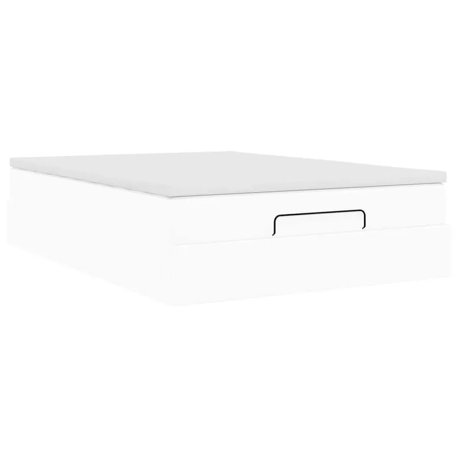 Cadre de lit ottoman avec matelas blanc 140x200 cm similicuir - 10