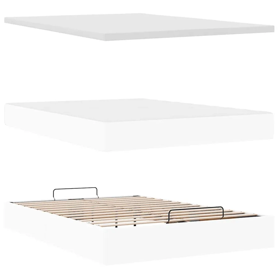 Cadre de lit ottoman avec matelas blanc 140x200 cm similicuir - 8