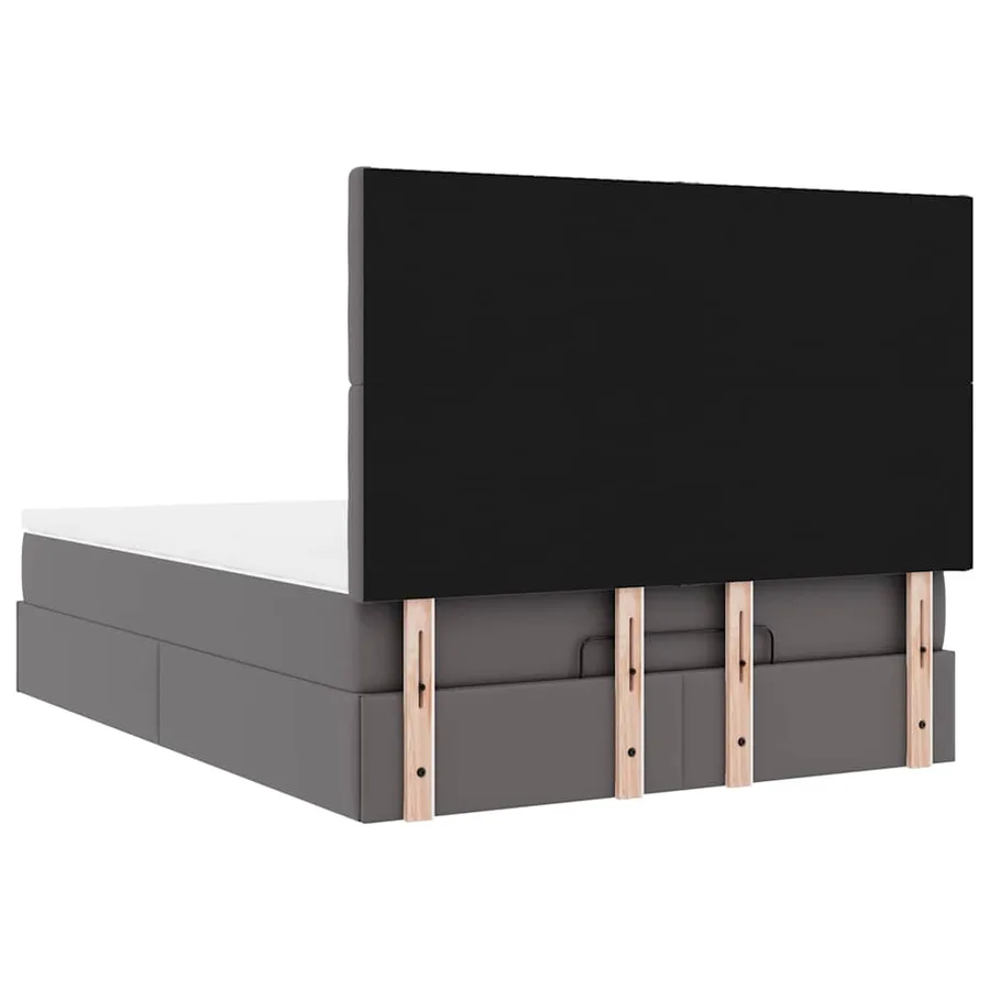 Cadre de lit ottoman avec matelas gris 140x200 cm similicuir - 12