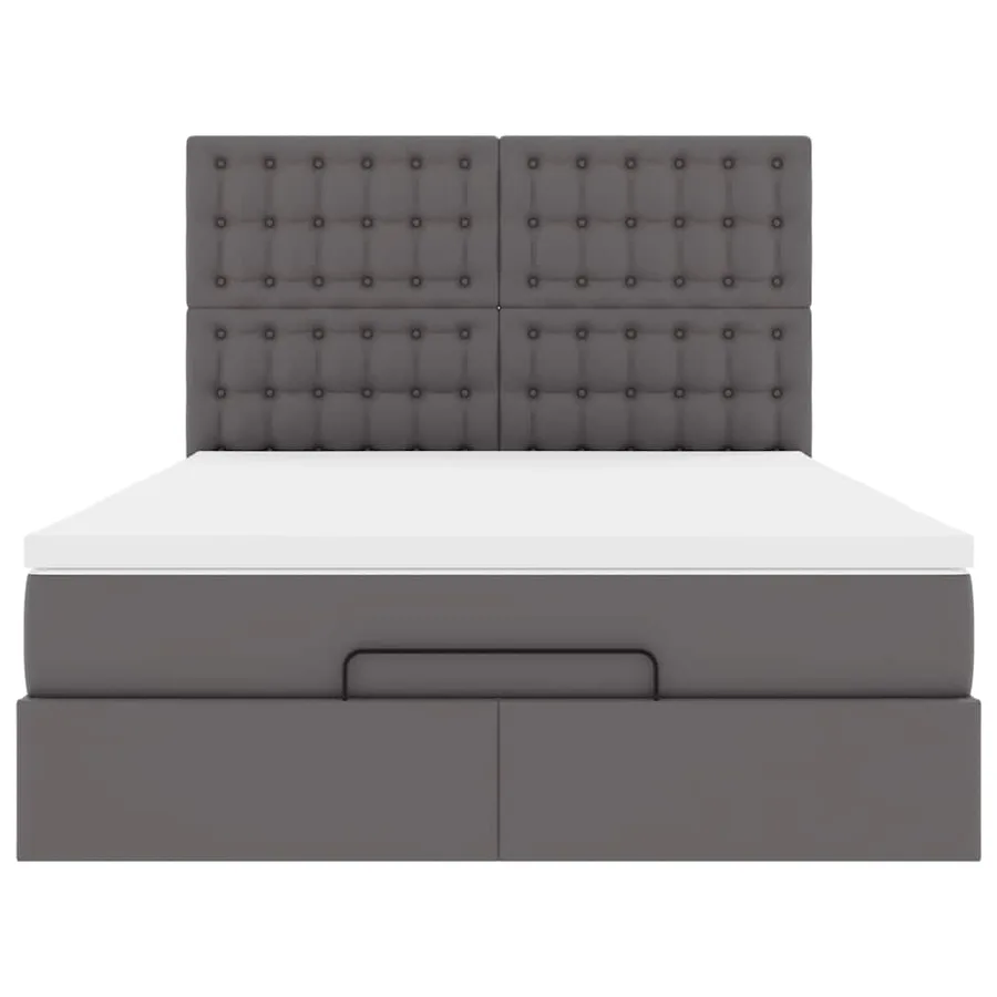 Cadre de lit ottoman avec matelas gris 140x200 cm similicuir - 8