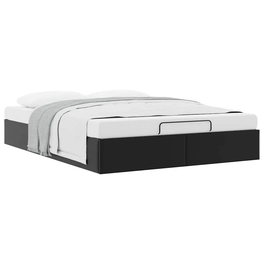 Cadre de lit ottoman sans matelas noir 140x200 cm similicuir - 5