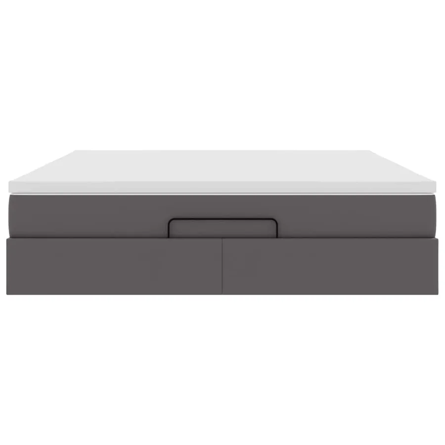 Cadre de lit ottoman avec matelas gris 160x200 cm similicuir - 7