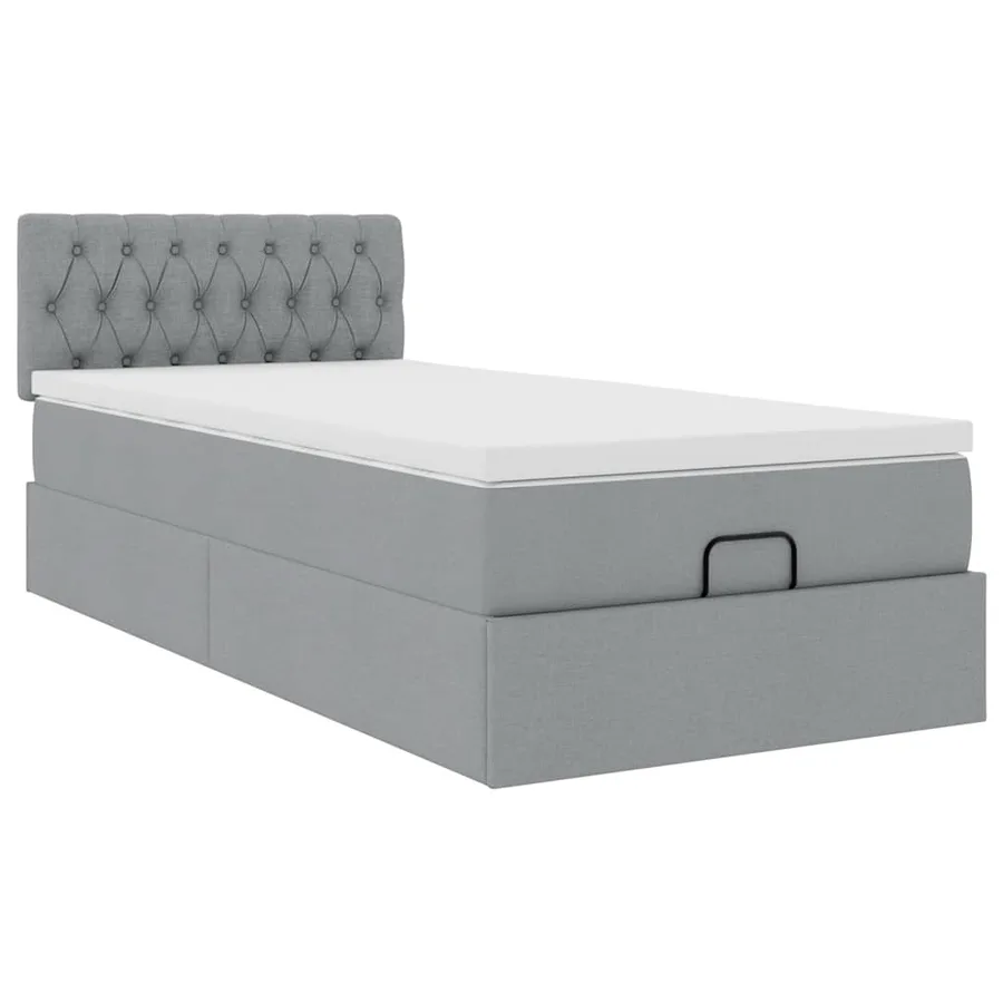 Lit ottoman avec matelas gris clair 90x200 cm tissu - 5