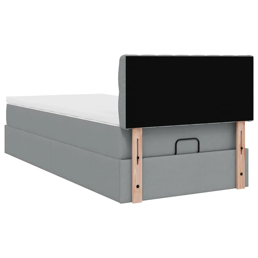 Lit ottoman avec matelas gris clair 90x200 cm tissu - 8