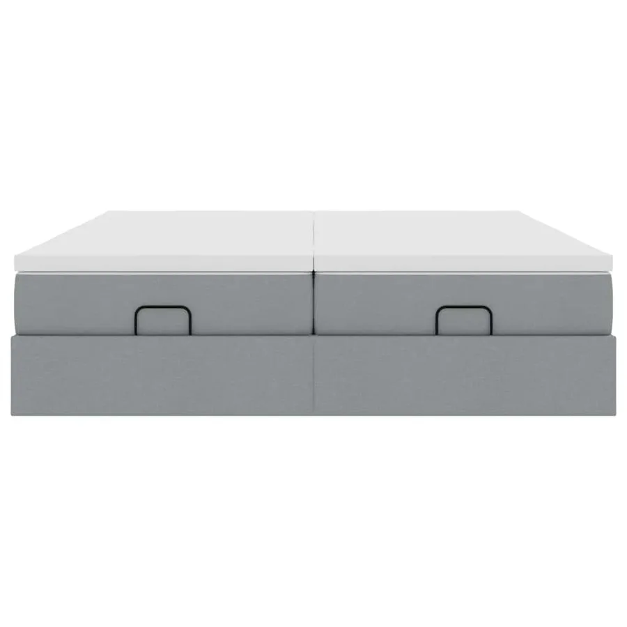 Cadre de lit ottoman et matelas gris clair 180x200cm tissu - 7