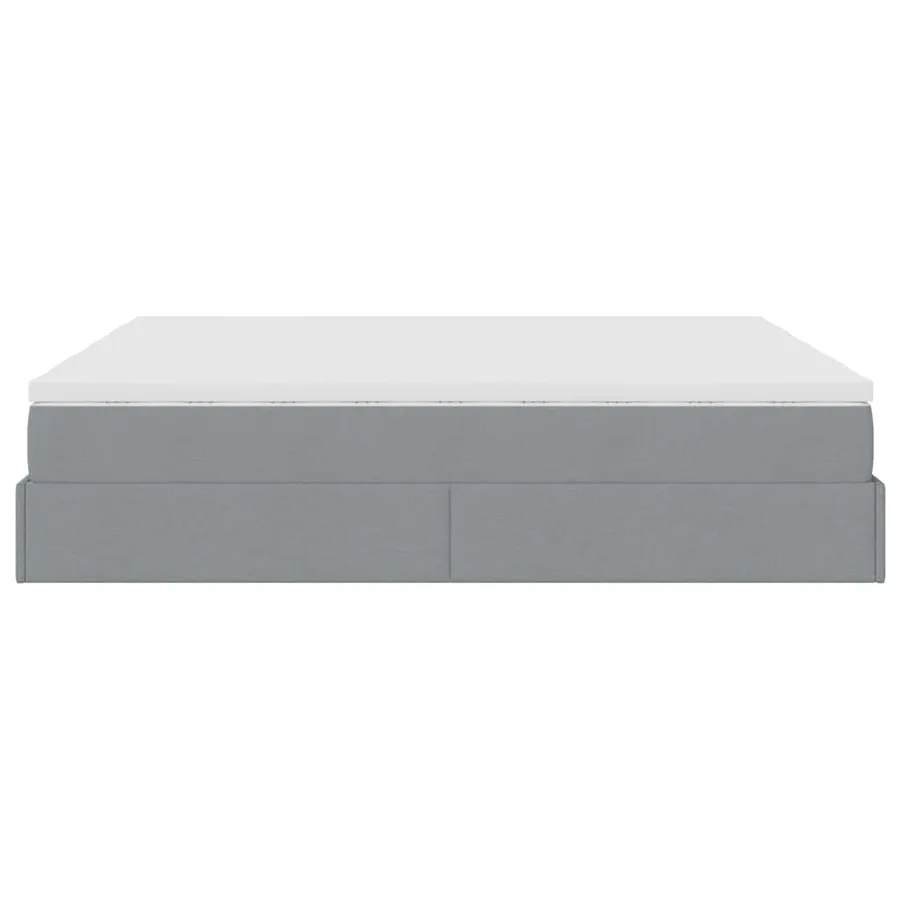Cadre de lit ottoman et matelas gris clair 180x200cm tissu - 9