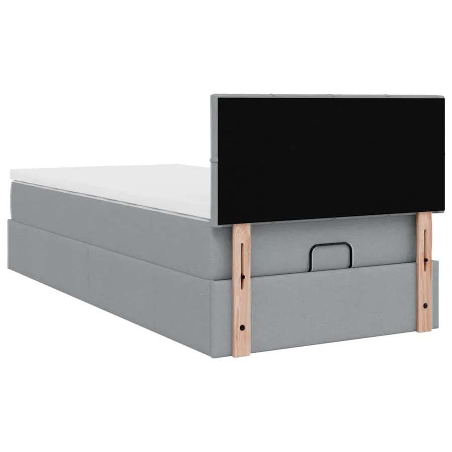Lit ottoman avec matelas gris clair 90x200 cm tissu - 11