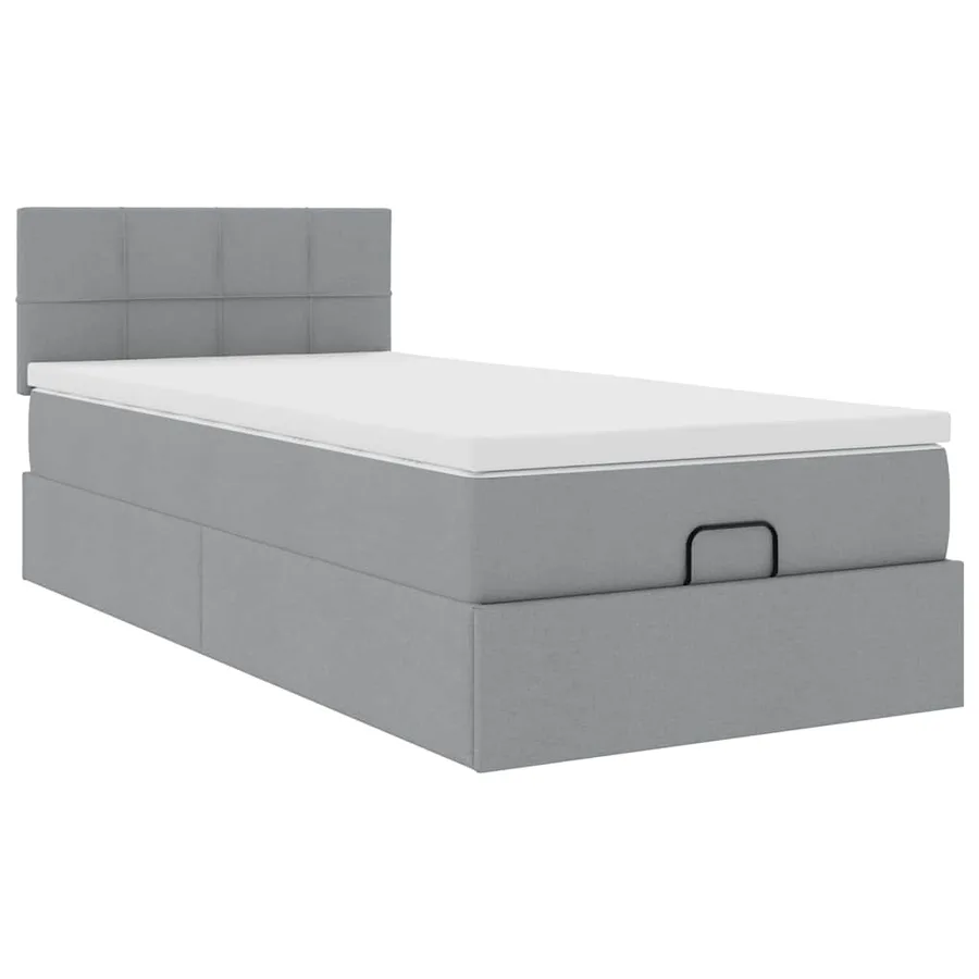 Lit ottoman avec matelas gris clair 90x200 cm tissu - 6