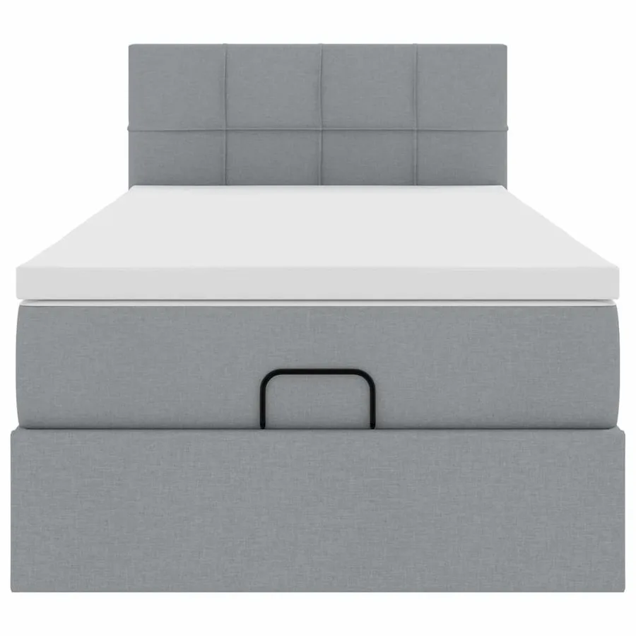 Lit ottoman avec matelas gris clair 90x200 cm tissu - 7