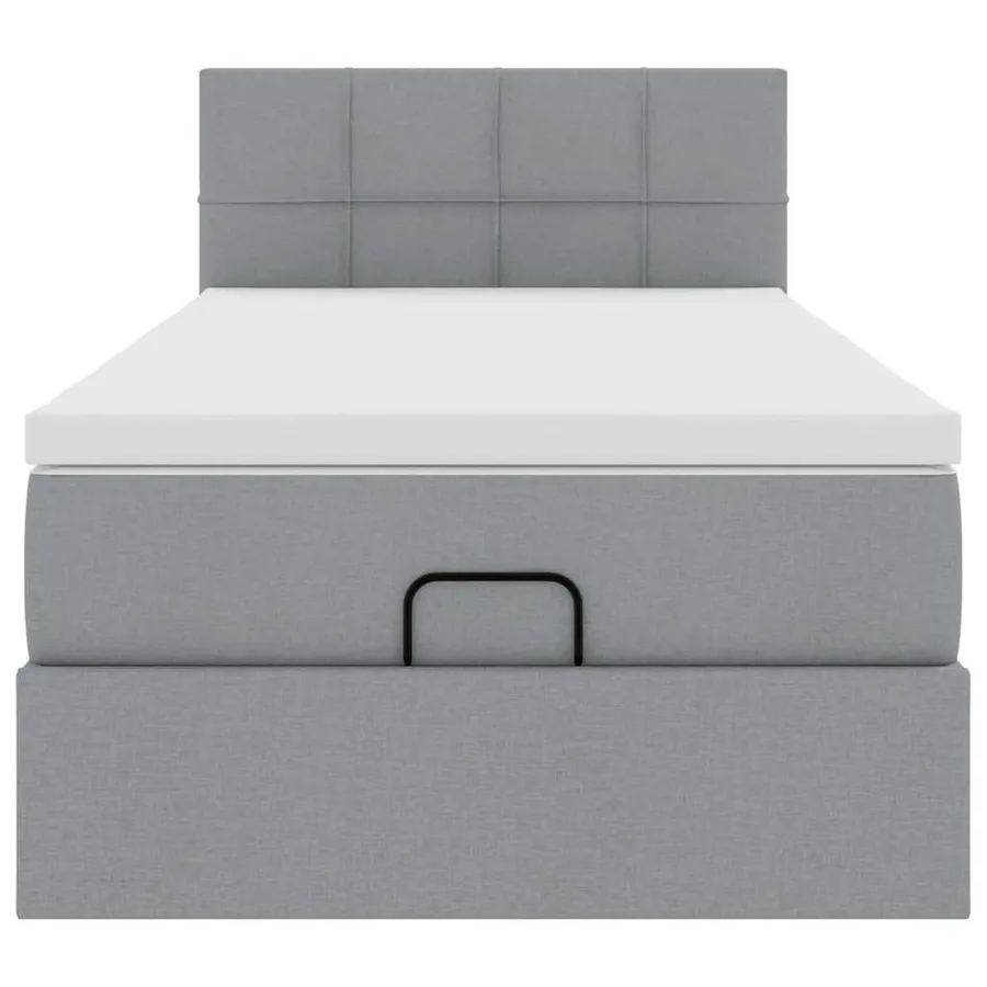 Lit ottoman avec matelas et LED gris clair 90x200 cm tissu - 8