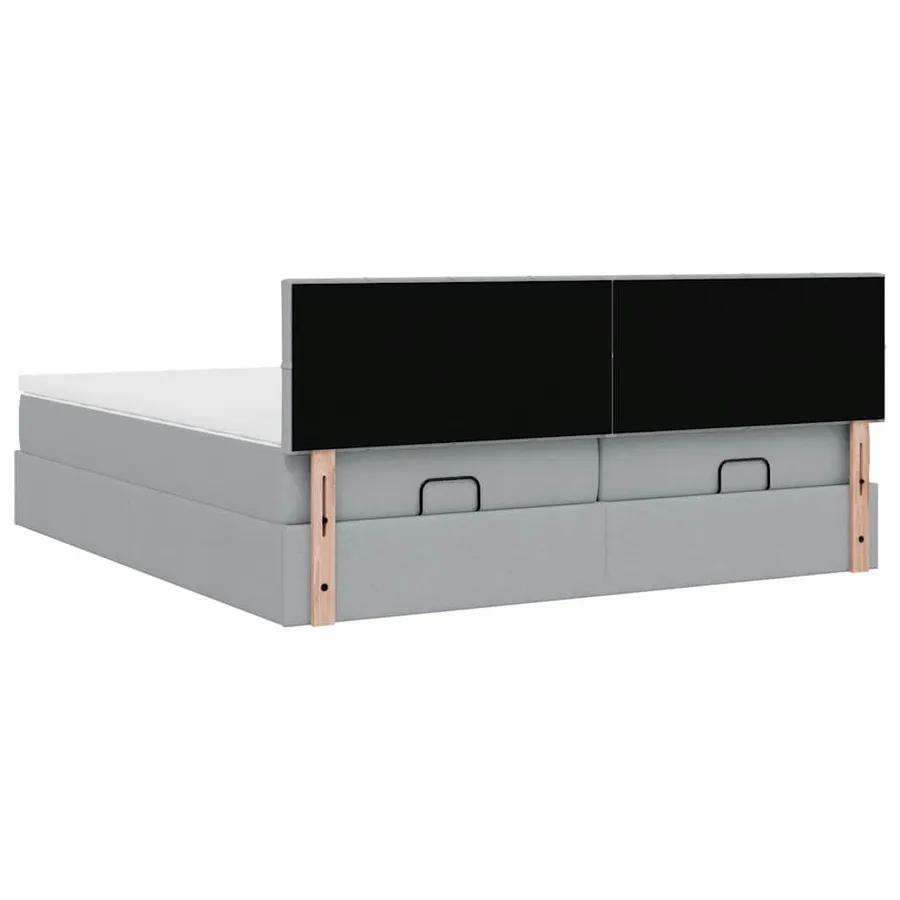 Cadre de lit ottoman et matelas gris clair 180x200cm tissu - 12