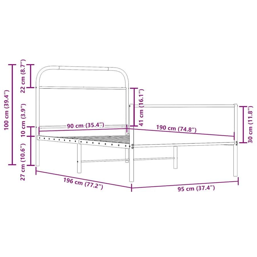 Cadre de lit sans matelas 90x190cm chêne sonoma bois ingénierie - 9