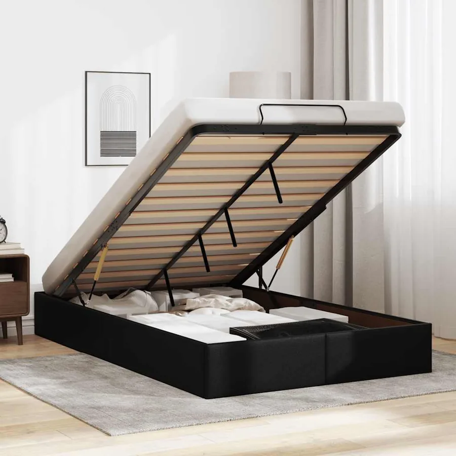 Cadre de lit ottoman sans matelas noir 120x200 cm similicuir