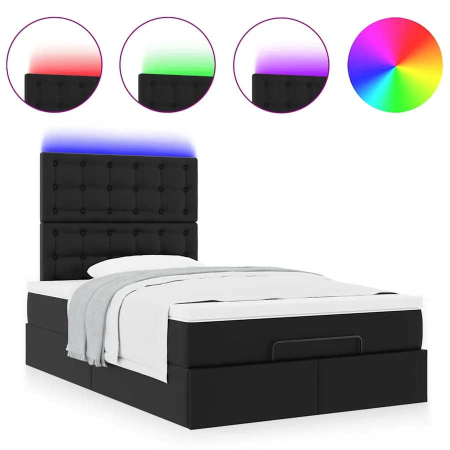 Cadre de lit ottoman avec matelas noir 120x200 cm similicuir - 5