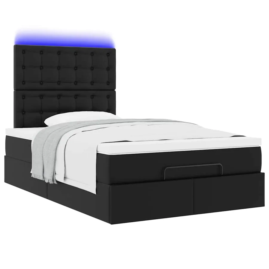 Cadre de lit ottoman avec matelas noir 120x200 cm similicuir - 6