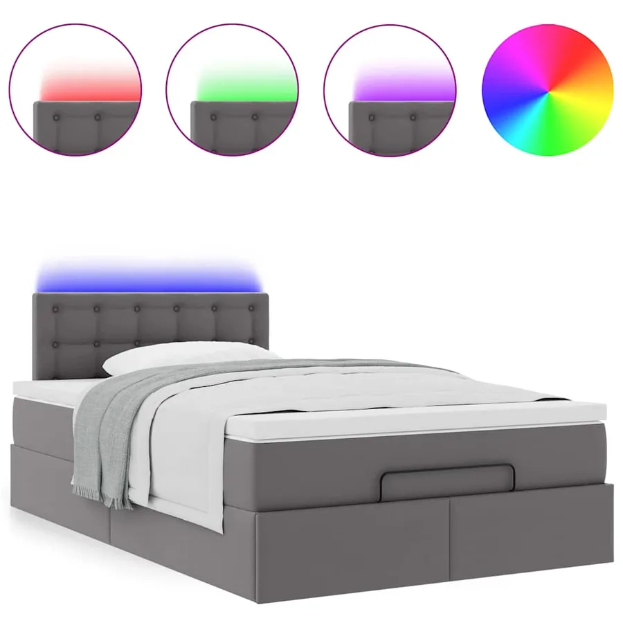 Cadre de lit ottoman avec matelas gris 120x200 cm similicuir - 5