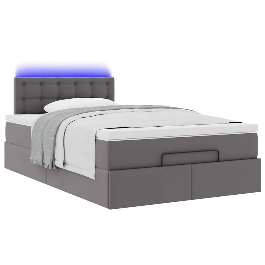 Cadre de lit ottoman avec matelas gris 120x200 cm similicuir - 6