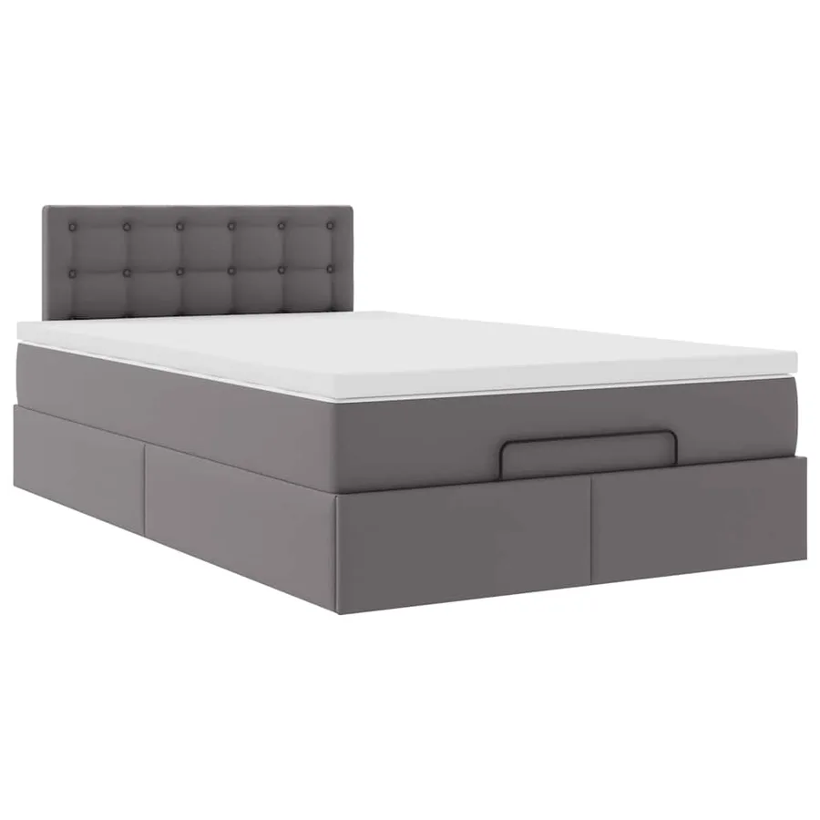 Cadre de lit ottoman avec matelas gris 120x200 cm similicuir - 7