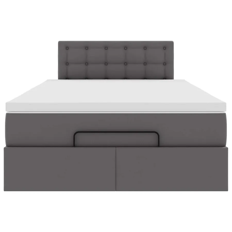 Cadre de lit ottoman avec matelas gris 120x200 cm similicuir - 8