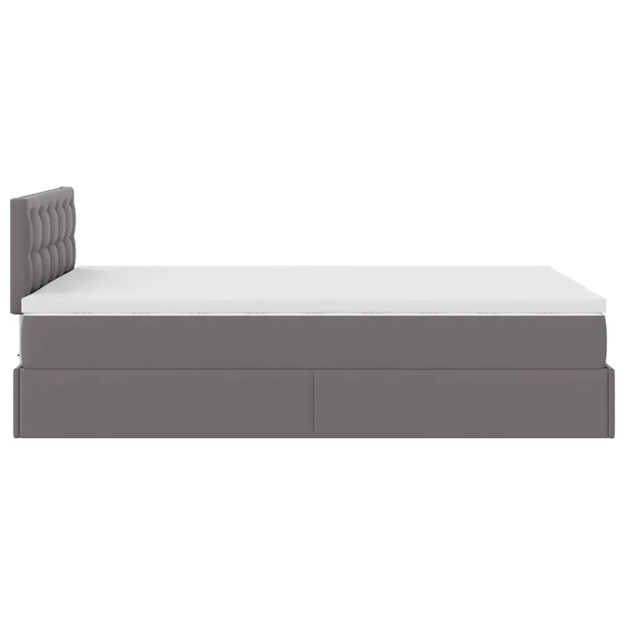 Cadre de lit ottoman avec matelas gris 120x200 cm similicuir - 9