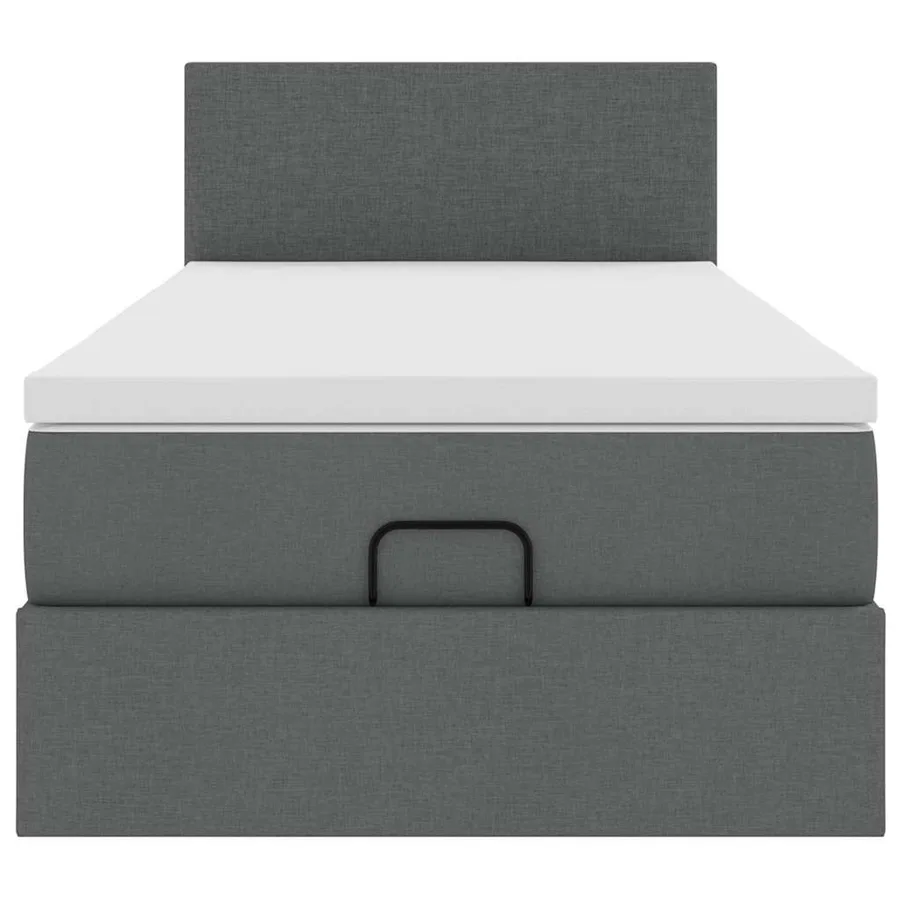 Lit ottoman avec matelas gris foncé 90x200 cm tissu - 7