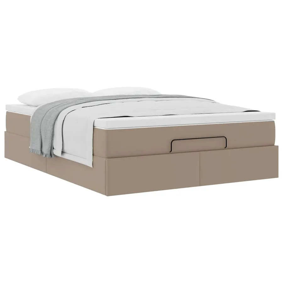 Cadre de lit ottoman et matelas cappuccino 140x190cm similicuir - 5