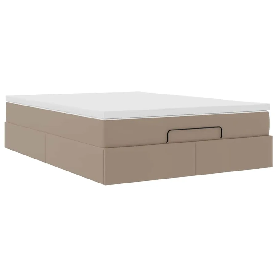 Cadre de lit ottoman et matelas cappuccino 140x190cm similicuir - 6