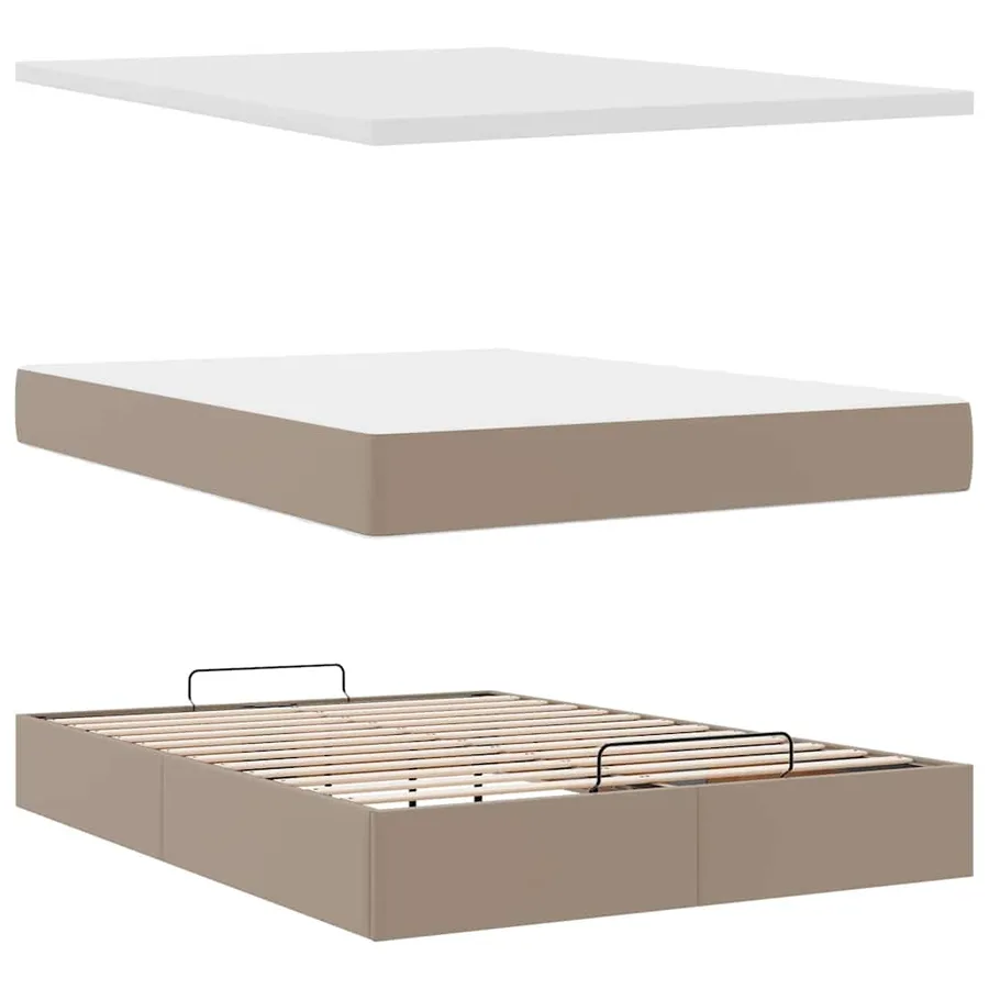Cadre de lit ottoman et matelas cappuccino 140x190cm similicuir - 8