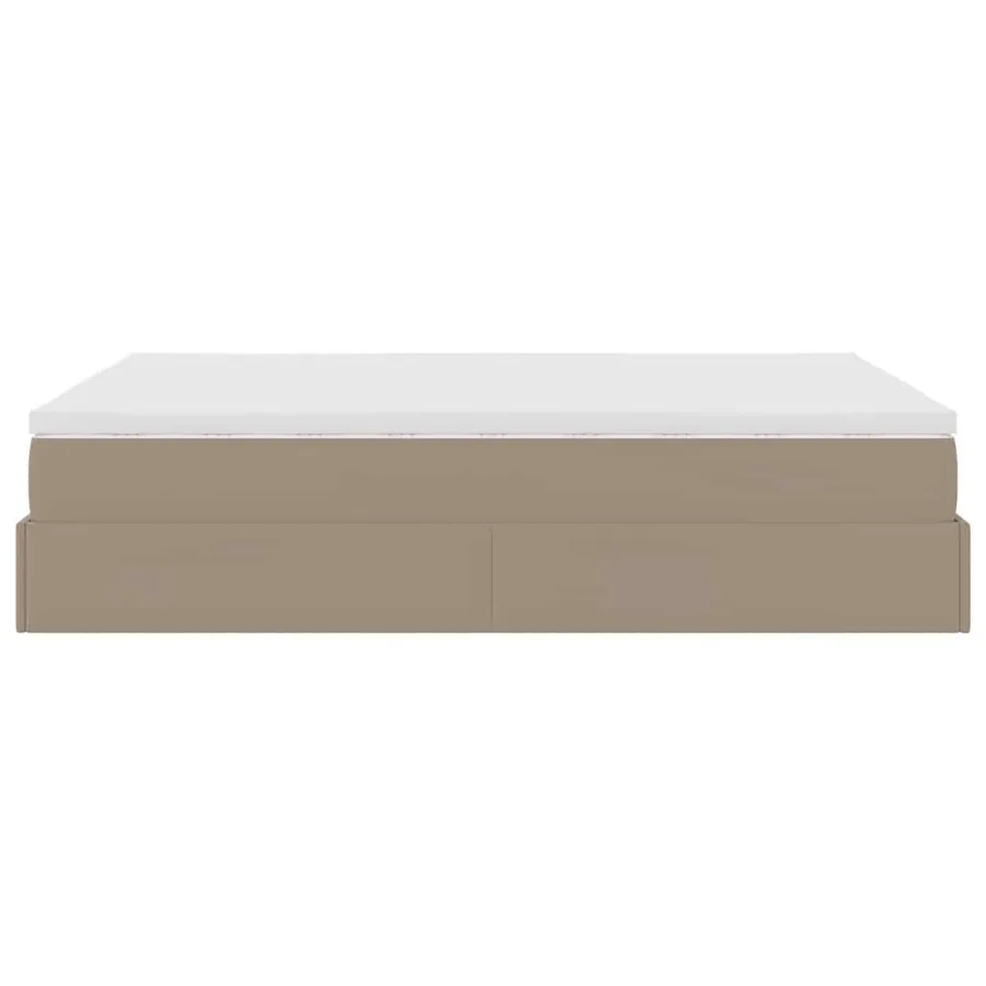 Cadre de lit ottoman et matelas cappuccino 140x190cm similicuir - 9