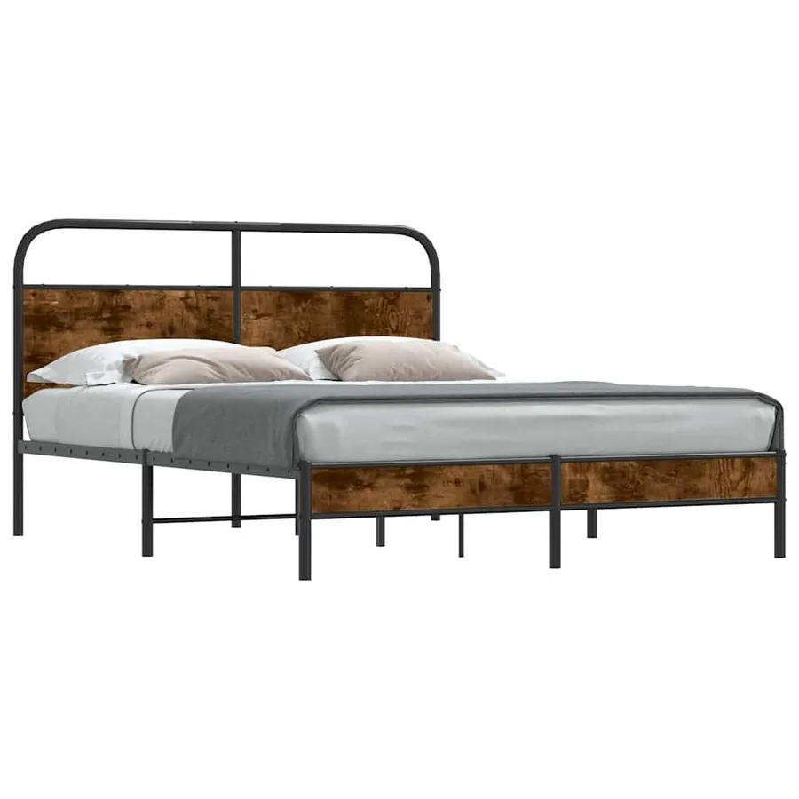Cadre de lit sans matelas 160x200 cm chêne fumé bois ingénierie - 2