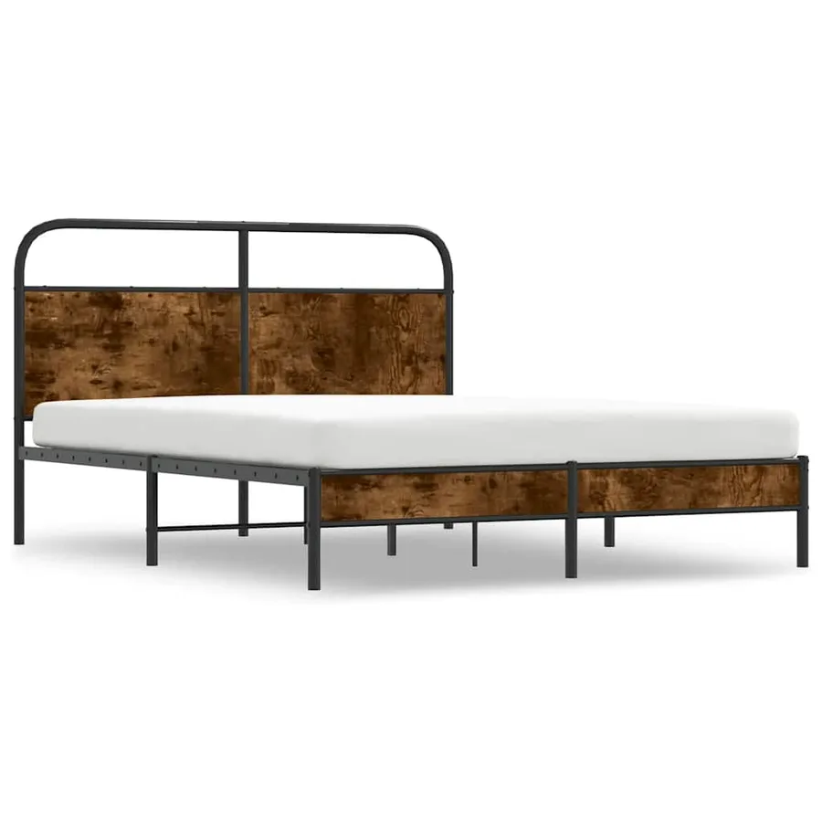 Cadre de lit sans matelas 160x200 cm chêne fumé bois ingénierie - 3