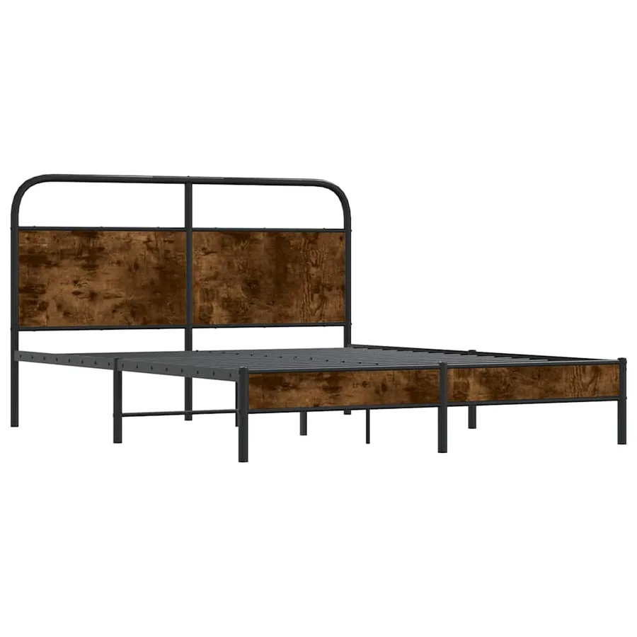 Cadre de lit sans matelas 160x200 cm chêne fumé bois ingénierie - 4