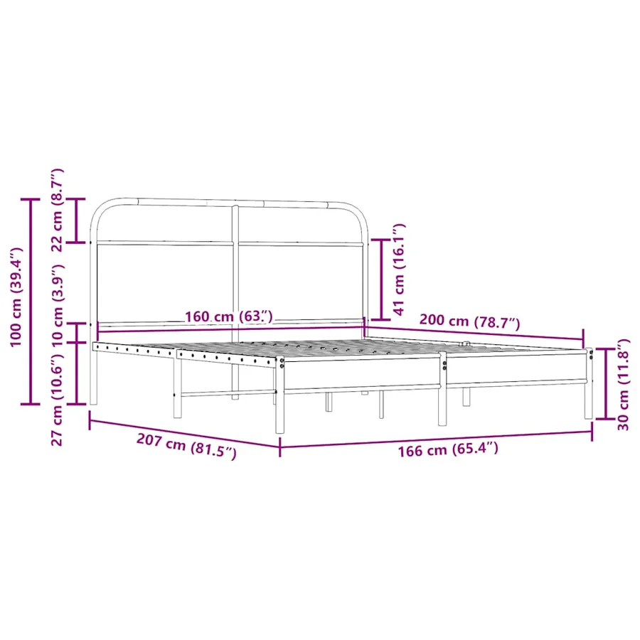 Cadre de lit sans matelas 160x200 cm chêne fumé bois ingénierie - 9