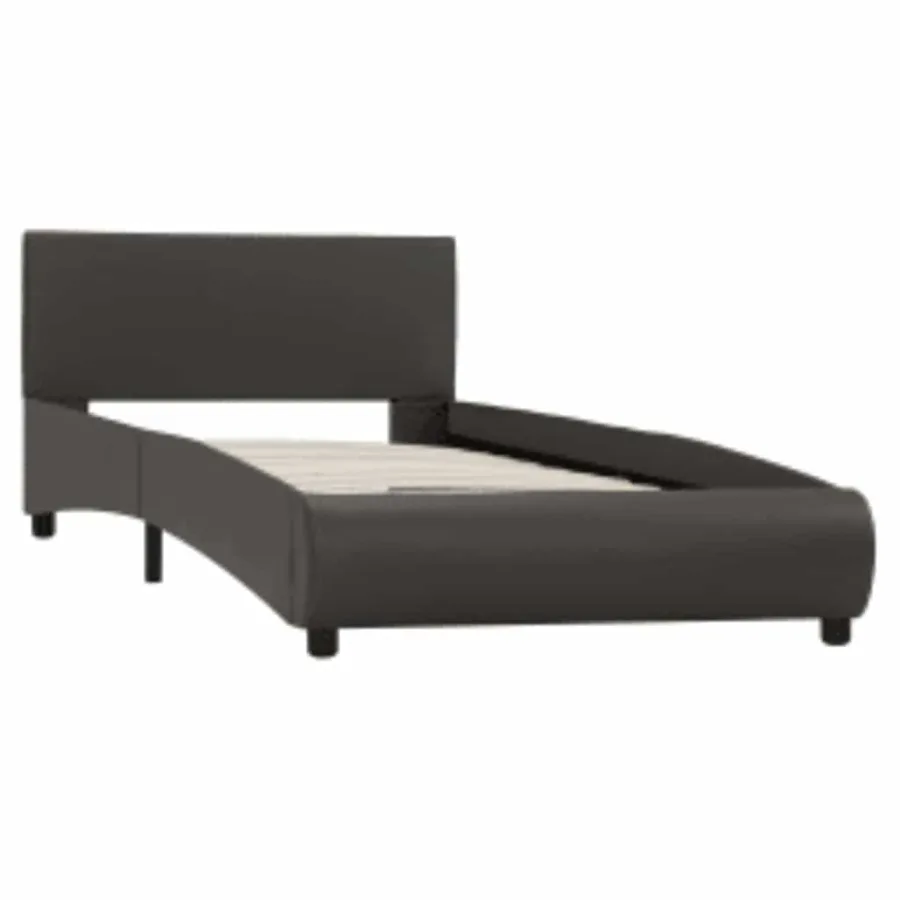 Cadre de lit avec LED sans matelas Gris Similicuir 100x200 cm - 3