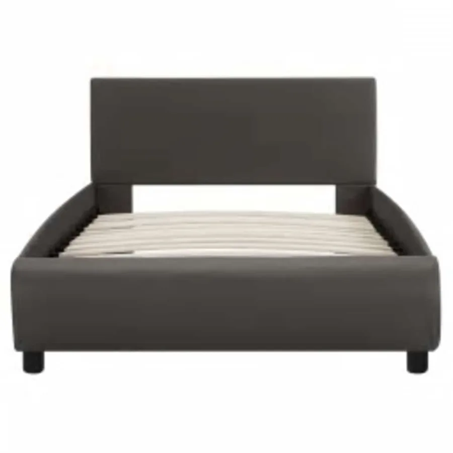 Cadre de lit avec LED sans matelas Gris Similicuir 100x200 cm - 4