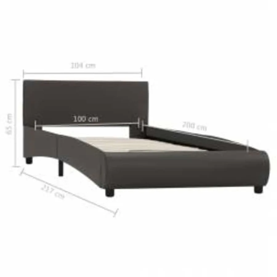 Cadre de lit avec LED sans matelas Gris Similicuir 100x200 cm - 9