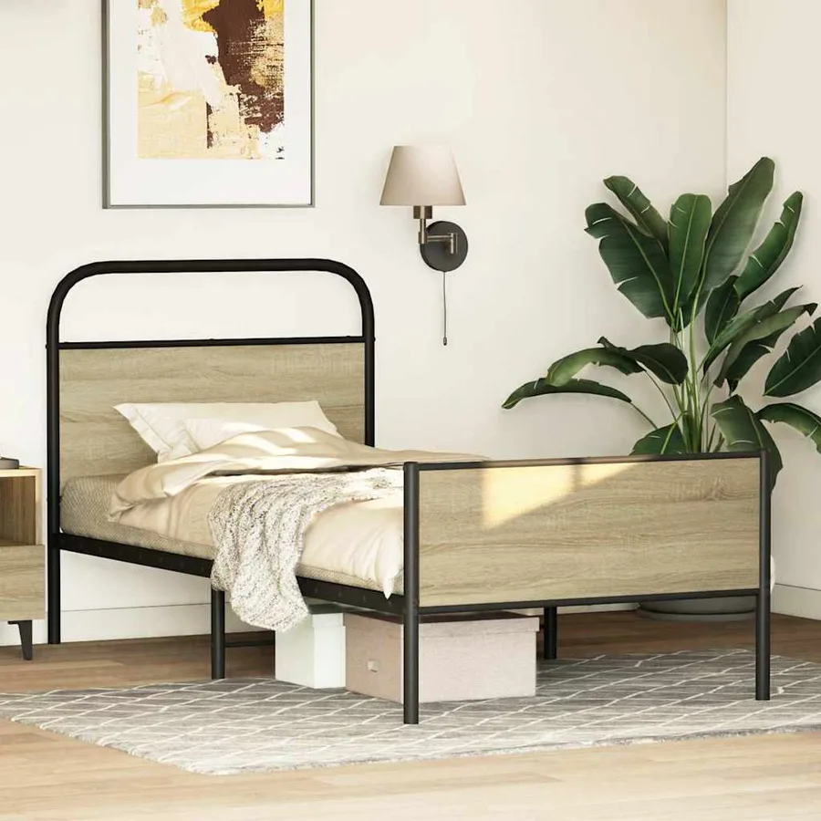 Cadre de lit sans matelas 80x200cm chêne sonoma bois ingénierie - 4