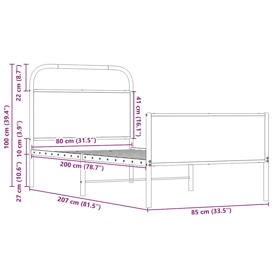 Cadre de lit sans matelas 80x200cm chêne sonoma bois ingénierie - 9