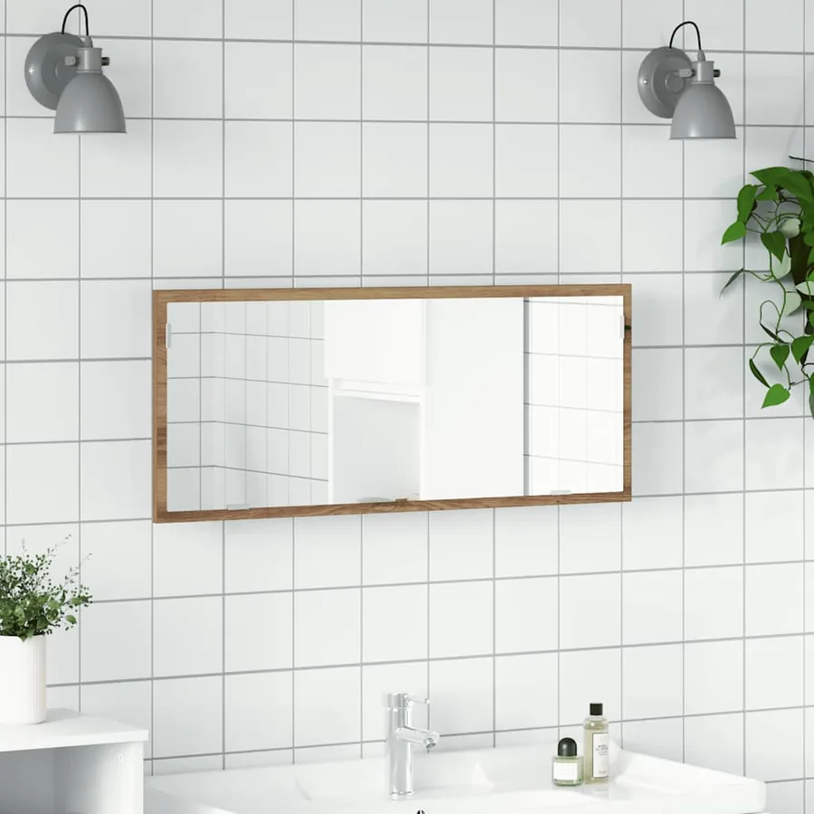 Miroir de salle de bain à LED chêne artisanal bois d'ingénierie