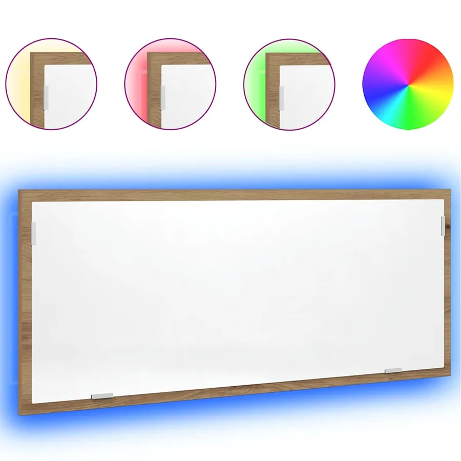 Miroir de salle de bain à LED chêne artisanal bois d'ingénierie - 2