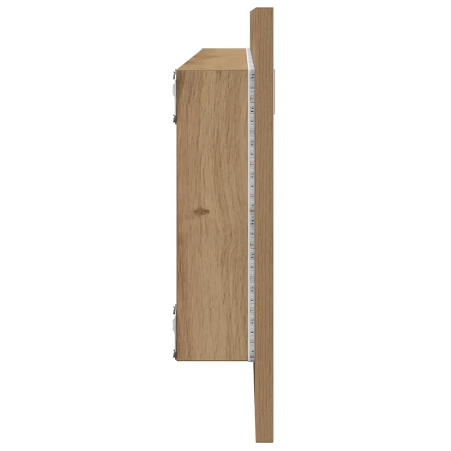 Miroir de salle de bain à LED chêne artisanal bois d'ingénierie - 7