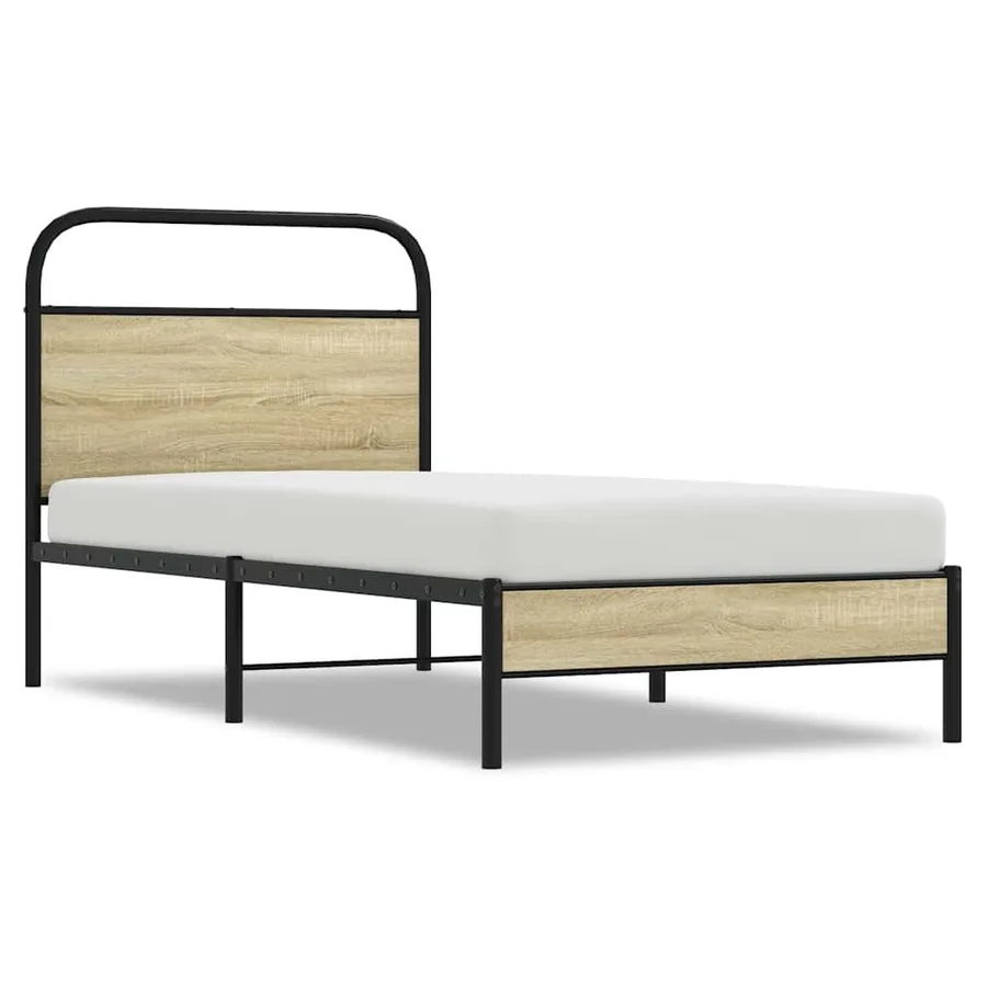 Cadre de lit sans matelas 75x190cm chêne sonoma bois ingénierie - 2