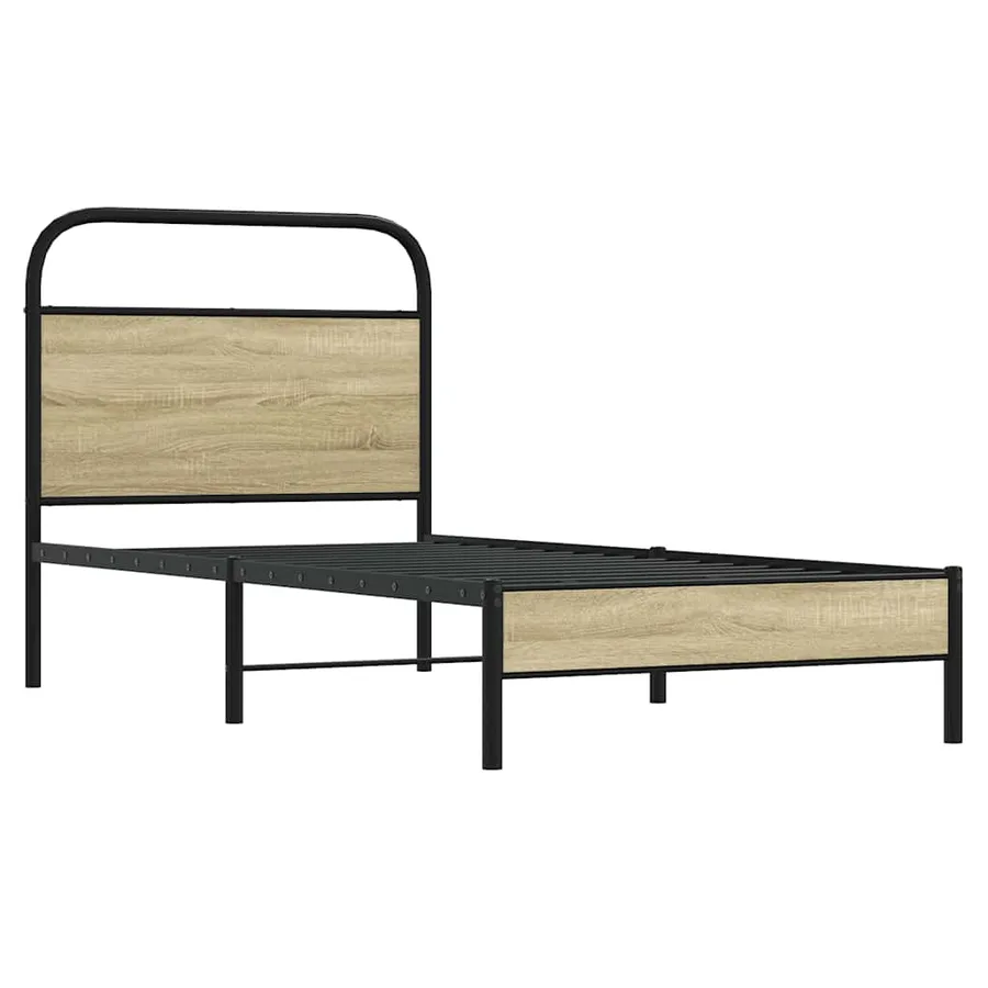Cadre de lit sans matelas 75x190cm chêne sonoma bois ingénierie - 3