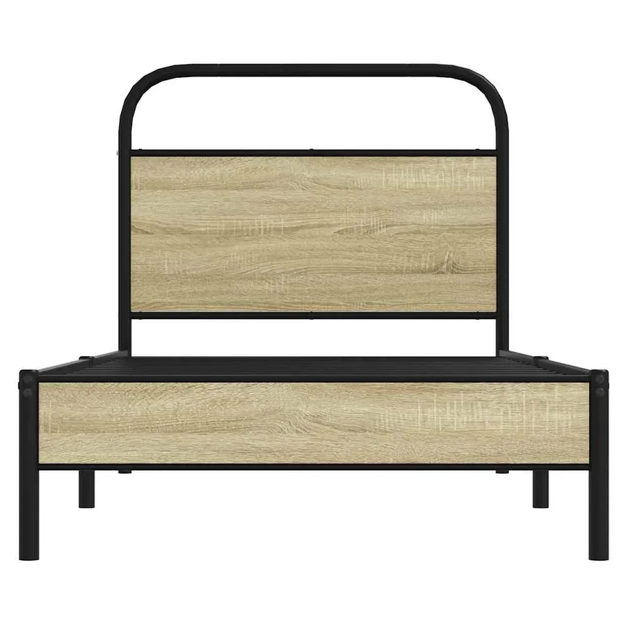 Cadre de lit sans matelas 75x190cm chêne sonoma bois ingénierie - 5