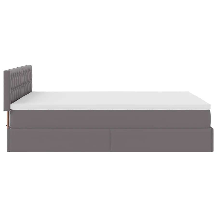 Cadre de lit ottoman avec matelas gris 140x190 cm similicuir - 10